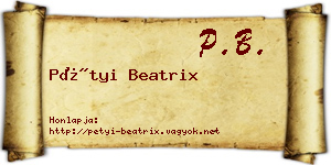 Pétyi Beatrix névjegykártya