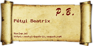 Pétyi Beatrix névjegykártya